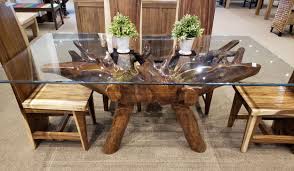 The optical effect of the dining tables on the whole of the space to be furnished can vary greatly. Teak Wood Root Dining Table Including A 71 X 40 Inch Glass Top Teak Wood Furniture Dining Table Wood Furniture