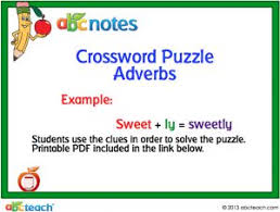 Custom crossword puzzles can be easily added to spelling and vocabulary lesson plans with vocabularyspellingcity. Adverbs Crossword Interactive Crossword Puzzle Adverbs Word Puzzle Abcteach