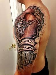 A half sleeve tattoo is exactly what it sounds like: New Tattoo For Men Cross Half Sleeves Ideas