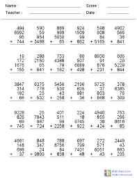 2 3 Or 4 Addends With 1 2 3 Or 4 Digits Worksheets Math Worksheets Kids Math Worksheets Math Practice Worksheets