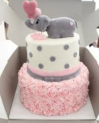 The White Kitten Bakes Girl Baby Shower Elephant Theme Babyshowerthemes Elephant Baby Shower Cake Baby Shower Cakes Shower Cakes