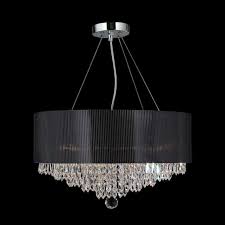 Contemporary black led flush mount light drum shape 4/6/8 lights clear crystal ceiling lamp for bedroom. W83137c20 Gatsby 8 Light Chrome Finish And Clear Crystal Chandelier With Black Acrylic Drum Shade