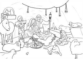 Jesus Born In Bethlehem In Nativity Coloring Page Color Luna Nativity Coloring Pages Sunday School Coloring Pages Bible Coloring Pages