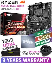 A great foundation for your new powerhouse, the msi x470 gaming plus motherboard combines ultimate performance and unmatched quality with stylish design design that catches eyes with aggressive black and red color. Ryzen 5 Pro 4650g X470 Gaming Plus Max 16gb Upgrade Kit