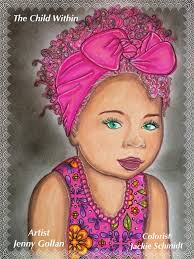 Everybody sharing a piece of art with the group. "CHILD OF THE UNIVERSE"  18x24 acrylic & ink Self-taught Cherokee artist