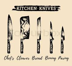 Learn how to draw bloody knife pictures using these outlines or print just for coloring. Vector Hand Drawn Kitchen Or Chefs Stock Vector Colourbox
