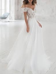 Romantische spitze brautkleider sind immer günstig und wertvoll bei uns angeboten. Schlicht Brautkleid Tull Spitze Standesamtkleid Milanoo Com