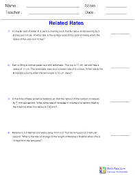 Free kindergarten to grade 6 math worksheets, organized by grade and topic. Calculus Worksheets Differentiation Applications For Calculus Worksheets