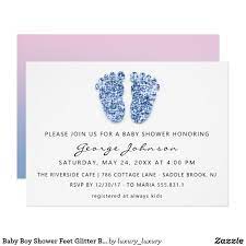 Baby Boy Shower Feet Glitter Blue White Pink Ombre Invitation Zazzle Com Baby Boy Shower Boy Shower Blue White Invitation