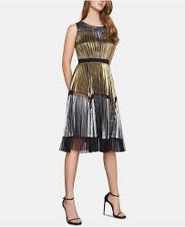 Bcbgmaxazria Lucea Colorblocked Pleated Dress Bcbgmaxazria Women Macy S Slinky Mini Dress Pleated Dress Womens Dresses