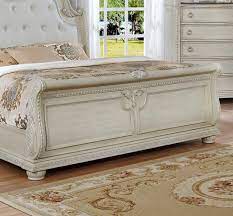 Catalina antique white queen sleigh bed. Buy Crown Mark B1630 Stanley Queen Sleigh Bedroom Set 3 Pcs In White Antique White Faux Leather Online