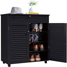 4.3 out of 5 stars 59. Amazon Com Yaheetech 4 Tier Shoe Storage Cabinet Shoe Rack With Drawer Adjustable Shelf Louvered Door Multifunctional Storage Cabinet For Bedroom Closet Entryway Dorm Room Black Home Kitchen