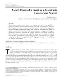 PDF) Socially responsible investing in Scandinavia - A comparative analysis