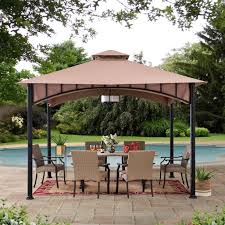 As you can see in the image, we recommend you to clamp the beams to the posts after leveling them and aligning them at both ends. Sunjoy Avalon 10 Ft X 10 Ft Steel Gazebo With 2 Tier Hip Roof Walmart Com Walmart Com