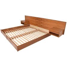 Free shipping for many items! Modern Teak King Size Platform Bed With Floating Nightstands For Sale At 1stdibs
