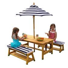 Outdoor Table Bench Set With Cushions Umbrella Kidkraft Table And Bench Set Kids Outdoor Table Wooden Outdoor Table