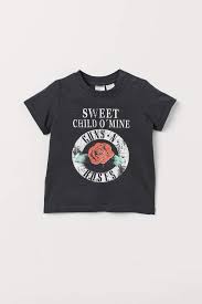 T Shirt With Printed Design Dark Gray Guns N Roses Kids H M Us Baby Boy Shirts Printed Shirts Boy Outfits