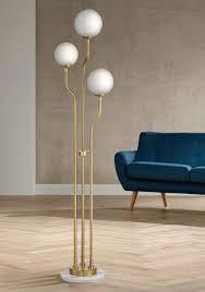 Floor Lamps Lite Source Parley Brass White Glass 3 Light Floor Lamp Floor Lamp Styles Mid Century Modern Floor Lamps Tall Floor Lamps