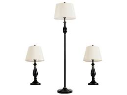 Floor and table lamp sets. 3 Piece Lamp Set 2 Table Lamps 1 Floor Lamp Matt Black Vintage Home Bedroom Newegg Com