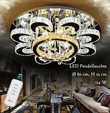 Eurohandisplay Led Pendelleuchte 6021 80 Mit Fernbedienung Lichtfarbe Einstellbar Kristall Bernstein K9 A Led Deckenlampen Led Led Deckenleuchte
