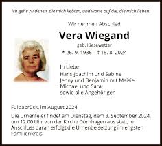 Traueranzeigen von Vera Wiegand