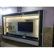 Design tv stand in matt / glossy black finish on the outside and in matt finish inside and available on pivoting. Lcd Wall Unit Size 3 5 X 5 X 9 Feet Rs 900 Square Feet Modern Interior Solution Id 17929922730