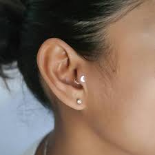 Tragus Earring Sterling Silver Crescent Moon Cartilage Body Jewelry Rook Daith Helix Tragus Earrings Tragus Piercing Earrings Earrings Inspiration