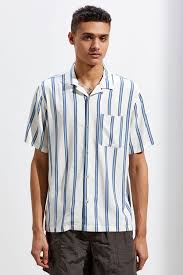 Black And White Striped Button Up Shirt Women S Uo Sport Striped Rayon Short Sleeve Button Down Shirt Shirts Button Down Shirt Men S Button Down Shirt
