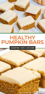 Healthy Keto Pumpkin Bars Recipe With Cream Cheese Frosting Recipe In 2020 Healthy Pumpkin Bars Easy Pumpkin Dessert Pumpkin Bars