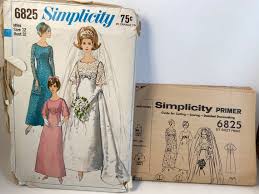 60s Wedding Dress, Simplicity 6825, Sewing Pattern, Detachable Train,  Bridesmaids Dress, Evening Gown, Empire Waist, A Line, Long Sleeves
