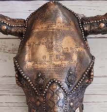 In a style similar to the day of the dead decorated candy skulls, this cowskull was lovingly hand painted to honour this. Mixed Media Cow Skull Unique Creations By Anita