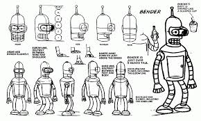 Download Or Print This Amazing Coloring Page How To Draw Bender Futurama Sketch Coloring Page Character Design Art Futurama Characters