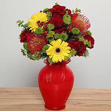 A bouquet of roses in high resolution. Mixed Flowers Arrangement In Red Glass Vase Uae Gift Mixed Flowers Arrangement In Red Glass Vase Ferns N Petals