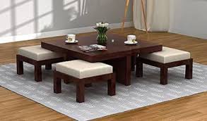 Vasagle bar table set, bar table with 2 bar stools, dining table set, kitchen counter with bar chairs, industrial for kitchen, living room, party room, rustic brown and black ulbt15x. Balaji Furniture Sheesham Wood Center Coffee Table With 4 Stools Storage For Living Room Home Solid Wood Coffee Table Price In India Buy Balaji Furniture Sheesham Wood Center Coffee Table