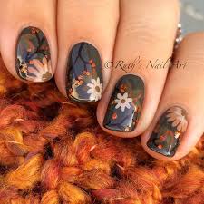 35 Cool Nail Designs To Try This Fall Stayglam Fall Nail Designs Flower Nails Fall Nail Art Designs