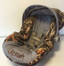 Max 4 Advantage Camo With Gray Infant Car Seat Cover And Canopy With Free Monogram Or Choose Any Color By Liz Camo Baby Stuff Baby Car Seats Baby Stuff Country