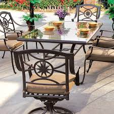 Darlee Ten Star 7 Piece Cast Aluminum Patio Dining Set With Glass Top Table Bbqguys Patio Dining Set Modern Patio Furniture Outdoor Dining Set