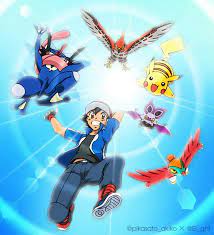 Ash Ketchum And Pikachu With Their Kalos Pokemon Team I Give Good Credit To Whoever Made This Pokemon Teams Cute Pokemon Wallpaper Alola Pokemon