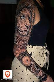 You Love Lion Why Not Use The Lion Web Browser Clock Tattoo Sleeve Clock Tattoo Design Mens Lion Tattoo