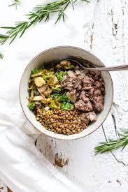 Rosemary Oil Beef And Lentil Bowls Recipe Lentil Recipes Beef Fall Recipes