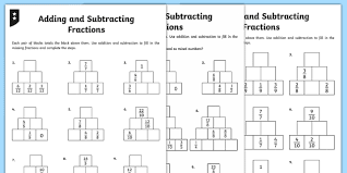 adding and subtracting fractions worksheet pdf twinkl