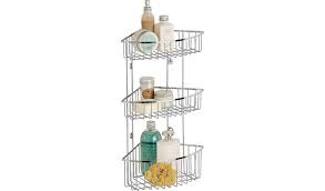 Caddies shower caddies 1 2 3 4 5 abs (acrylonitrile butadiene styrene) aluminum bamboo brass chrome iron mesh metal pet (polyethylene terephthalate) plastic polyester. Buy Argos Home 3 Tier Wall Mounted Chrome Shower Caddy Shower And Bath Storage Argos