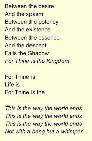 T S Eliot The Hollow Men Romantic Poems Ts Eliot Poems Friendship Poems