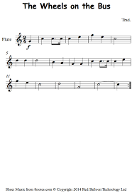 Touch each body part as you sing the song for more interactive learning! The Wheels On The Bus Sheet Music For Flute Sheet Music Music Education Resources Music Lessons
