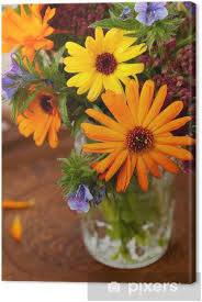 Maybe you would like to learn more about one of these? Bouquet Of Autumn Flowers In Vase On Wooden Background Canvas Print Pixers We Live To Change