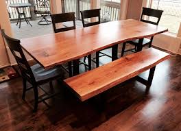 This gorgeous table adds class to your space which your guests will also praise. Hand Crafted Live Edge Dining Room Table And Bench White Oak By Kc Custom Hardwoods Custommade Com