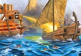 Byzantine Ships Drive Away Umayyad Attackers Using Greek Fire During The 717 18 Siege Of Constantinople By Zvonimir Grb Byzantine Empire Eastern Roman War Art