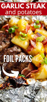 Garlic Steak Cheesy Bacon Potato Hash Foil Packs In 2020 Bacon Potato Beef Recipes Cheesy Bacon Potatoes