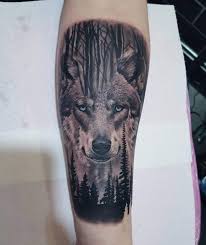 Wolf In A Forrest Black And Grey Tattoo Black And Grey Tattoos Grey Tattoo Eye Tattoo