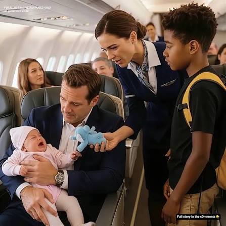 The billionaire's baby wouldn't stop crying on the plane—until a young black boy did something incredible. The crying seemed endless. Little Nora's cries echoed through the luxurious cabin of the flight from